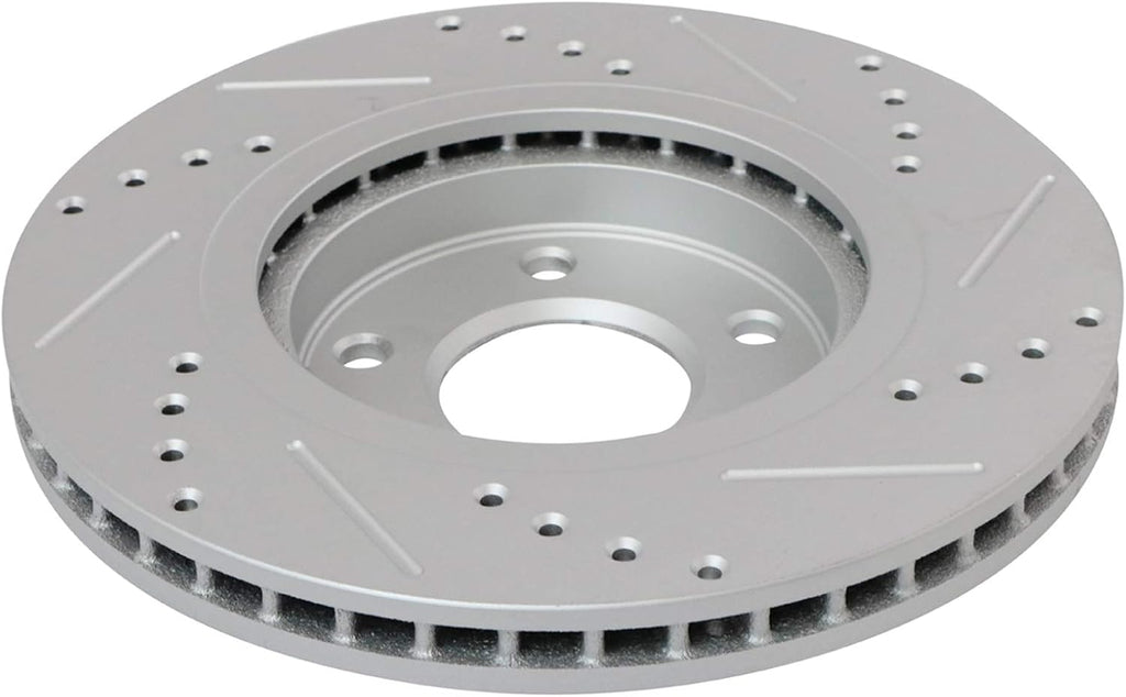 TRQ Performance Front and Rear Brake Rotor Set G Coated Drilled and Slotted Vented Compatible with 2008-2013 Nissan Rogue 2014-2015 Rogue Select