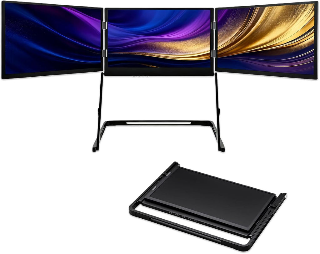 Triple 15.6in Screen Monitor, Fhd 3 Screen Display, Triple Portable Monitor for Laptop, 1080p Fhd Extended Laptop Screen Extender for Office, Gaming & Content Creation