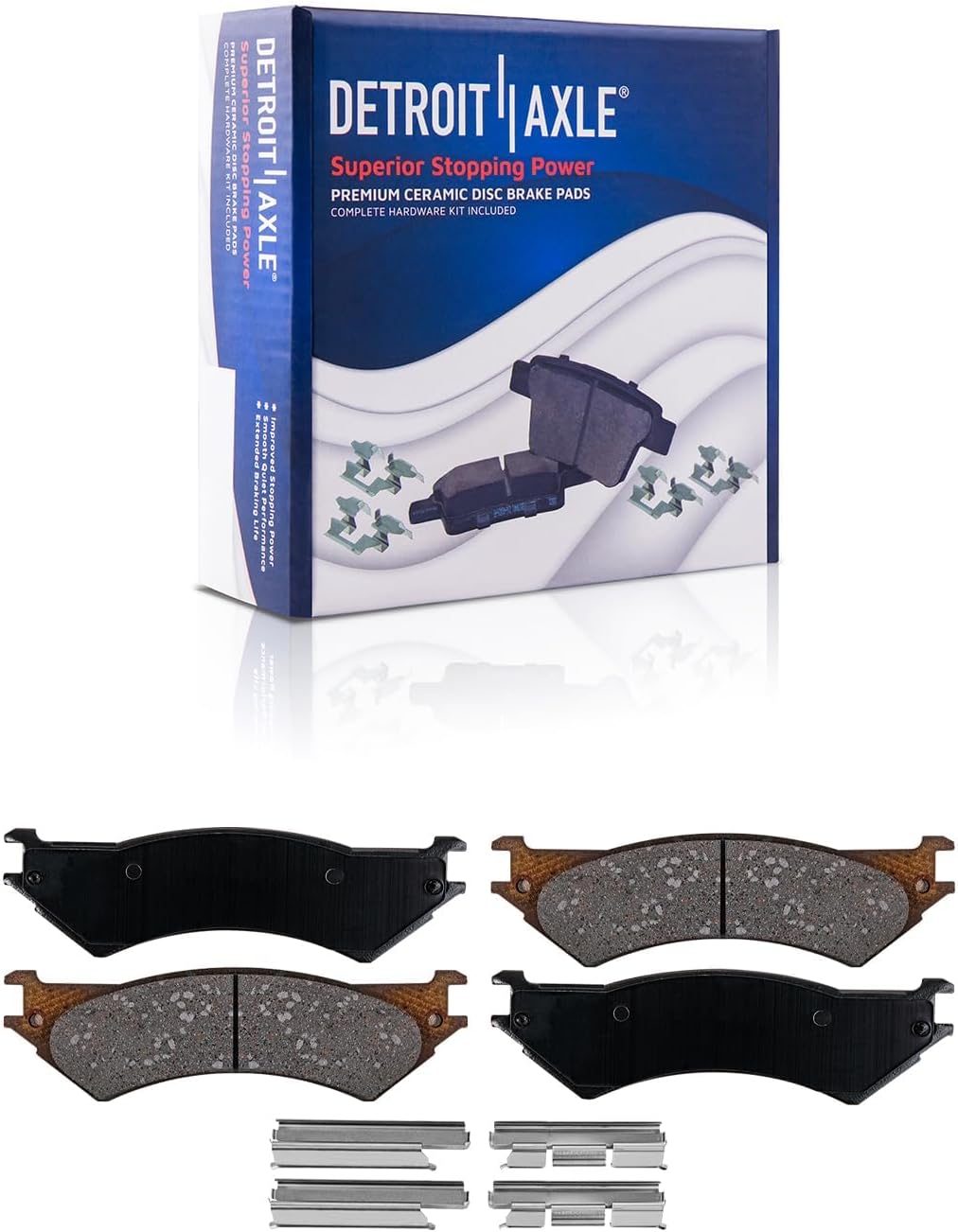 Detroit Axle - Brake Kit for Ford E-250 E-350 Econoline Club Wagon Super Duty Brake Rotors Ceramic Brakes Pads Front and Rear Replacement: 13.03' inch Front and 12.84' inch Rear Rotors