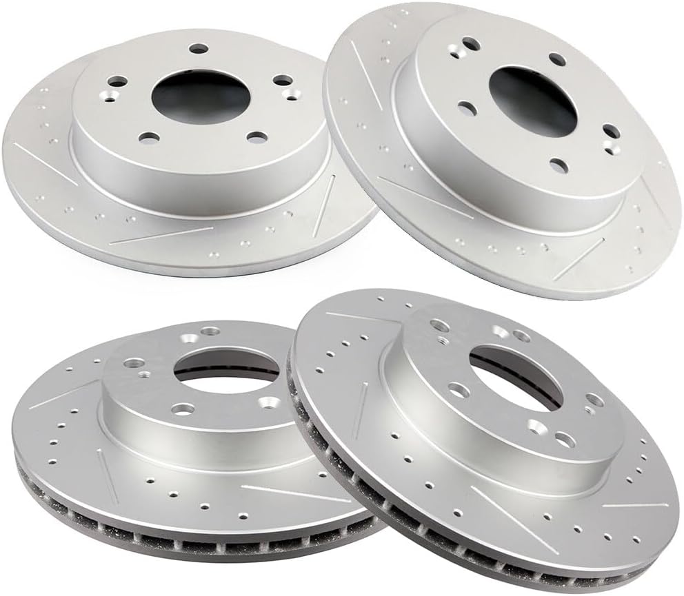 Brake Rotors Kit,LSAILON Front 261.7mm Rear 259.7mm Vented Drilled & Slotted Disc Brake Kit - For 2006-2011 For Honda Civic