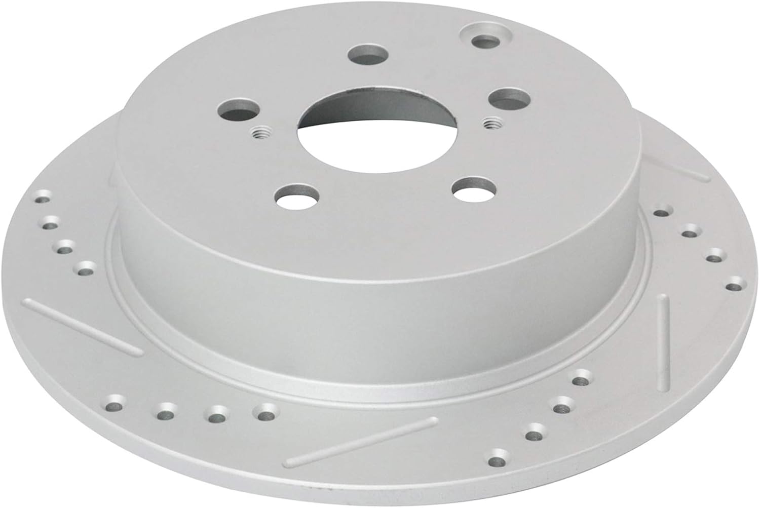 TRQ Front & Rear Brake Rotors Set Performance Premium G-Coated Slotted X Drilled Compatible with 2005-2010 Scion tC