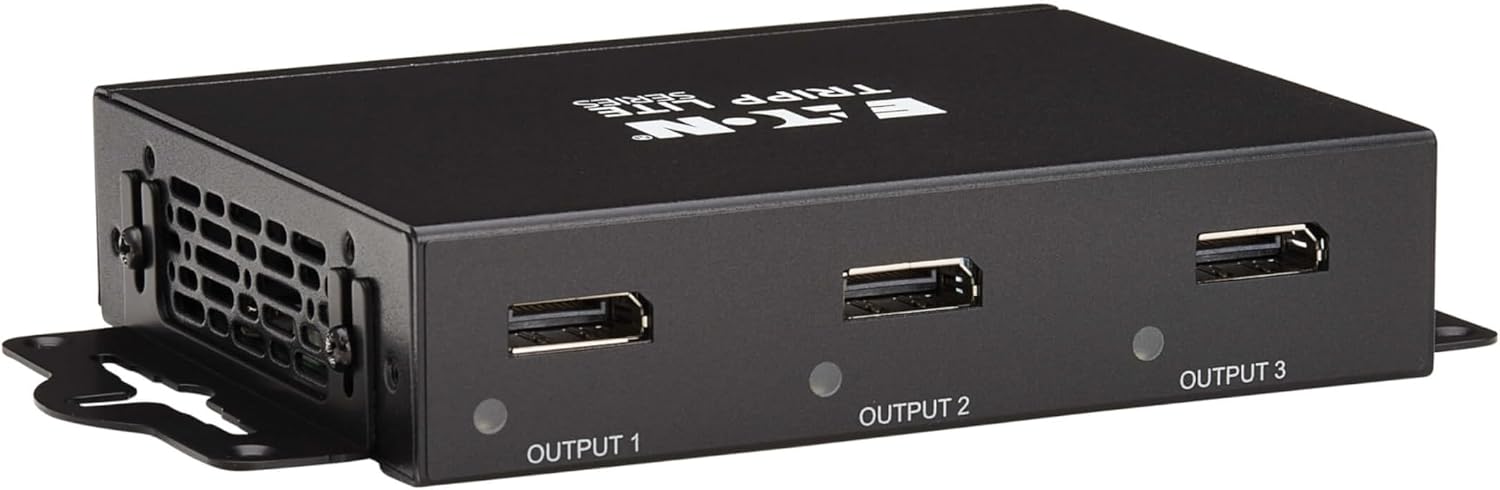 Tripp Lite Series 3-Port DisplayPort Splitter for 3 Monitors, 4K@60Hz Video, 1 in 3 Out, DP 1.4, MST Hub, TAA Compliant, Plug-and-Play, 1-Year Warranty (B156-003-8K)