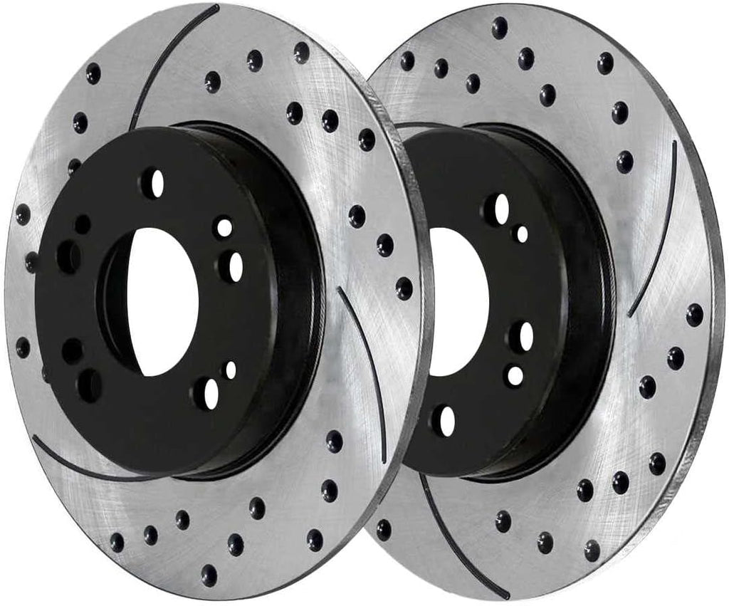 AutoShack Front & Rear Brake Rotors & Premium Pads for Honda, Accord 2003-2007, FWD L4 2.4L V6 3.0L - E-Coated Drilled & Slotted - ShadowGuard