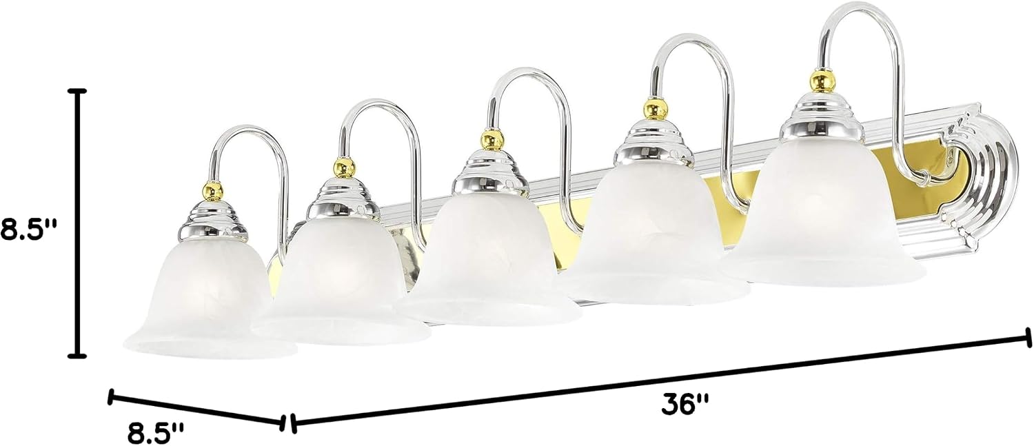 Livex Lighting 1005-52 Belmont 5-Light Bath Light, Chrome and Polished Brass