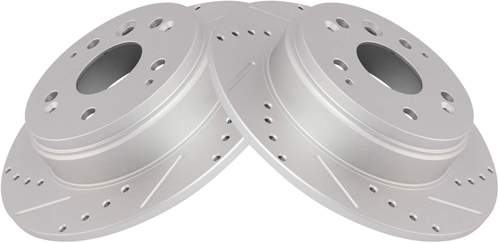 TRQ Performance Front and Rear Brake Rotor Set G Coated Drilled and Slotted Vented Solid Compatible with 2003-2011 Honda Element