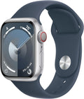 Apple Watch Series 9 [GPS + Cellular, 41mm] - Silver Aluminum Case with Storm Blue Sport Band, M/L (Renewed)