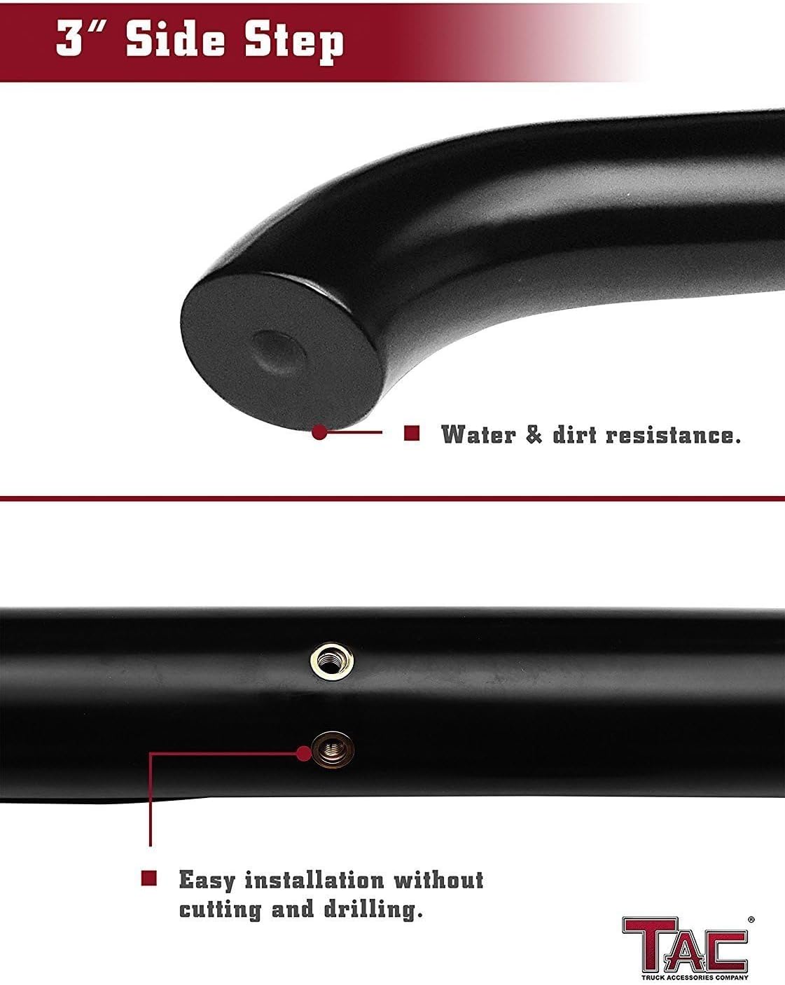 TAC Side Steps Custom Fit 2002-2007 Jeep Liberty 3 inches Black Side Bars Nerf Bars Step Rails Running Boards Off Road Automotive Exterior Accessories (2 Pieces Running Boards)