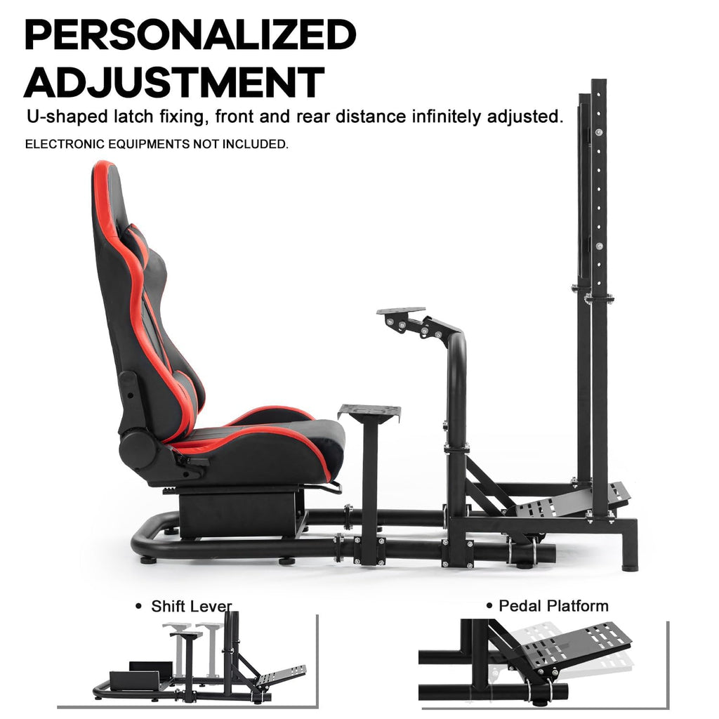 Anman Firm Racing Simulator Cockpit with Red Seat Fit for Logitech G27 G29 G920 G923, for Thrustmaster T300RS TX Motion Driving Wheel Stand Equipped with Display Stand,Shifter & Pedals Not Include