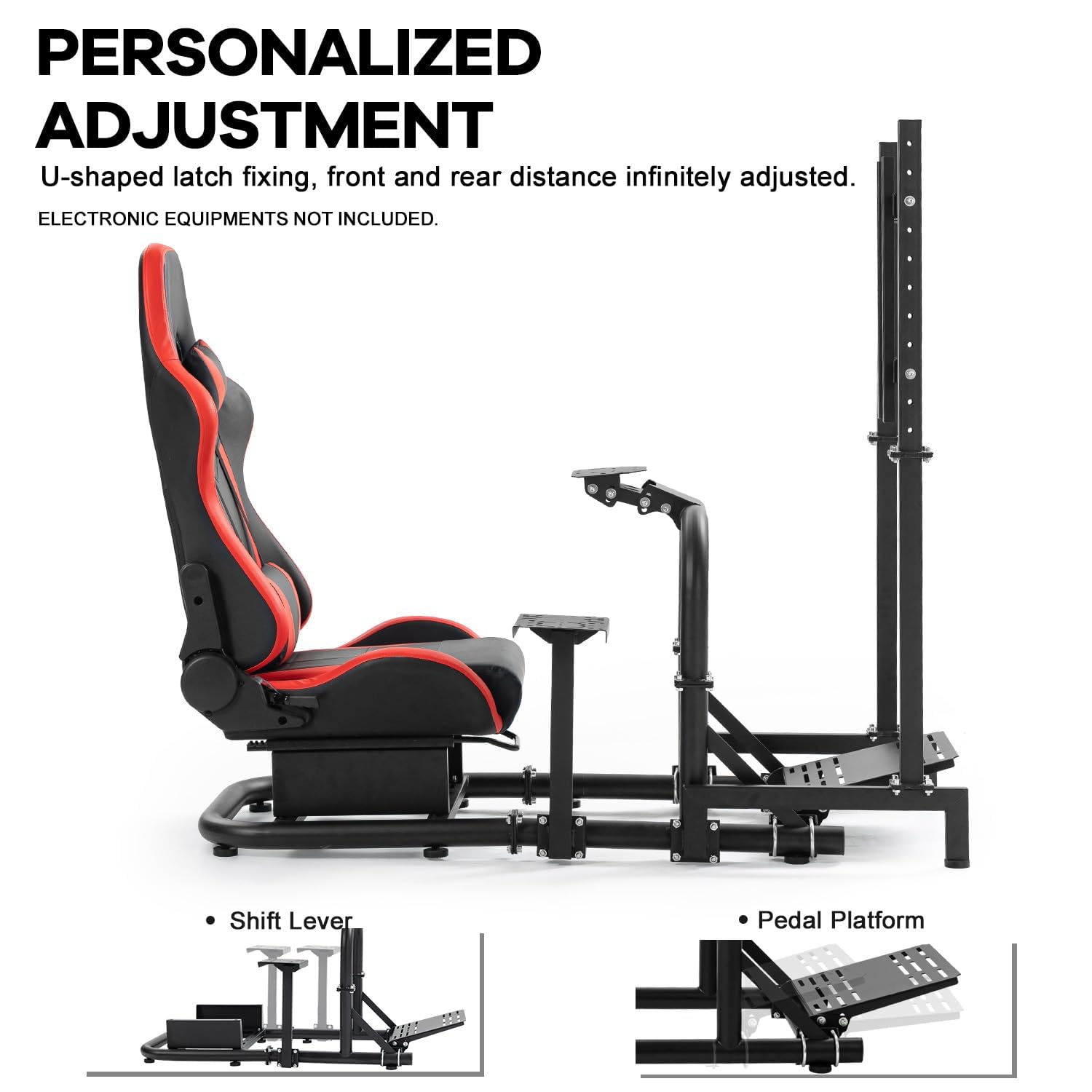 Anman Firm Racing Simulator Cockpit with Red Seat Fit for Logitech G27 G29 G920 G923, for Thrustmaster T300RS TX Motion Driving Wheel Stand Equipped with Display Stand,Shifter & Pedals Not Include