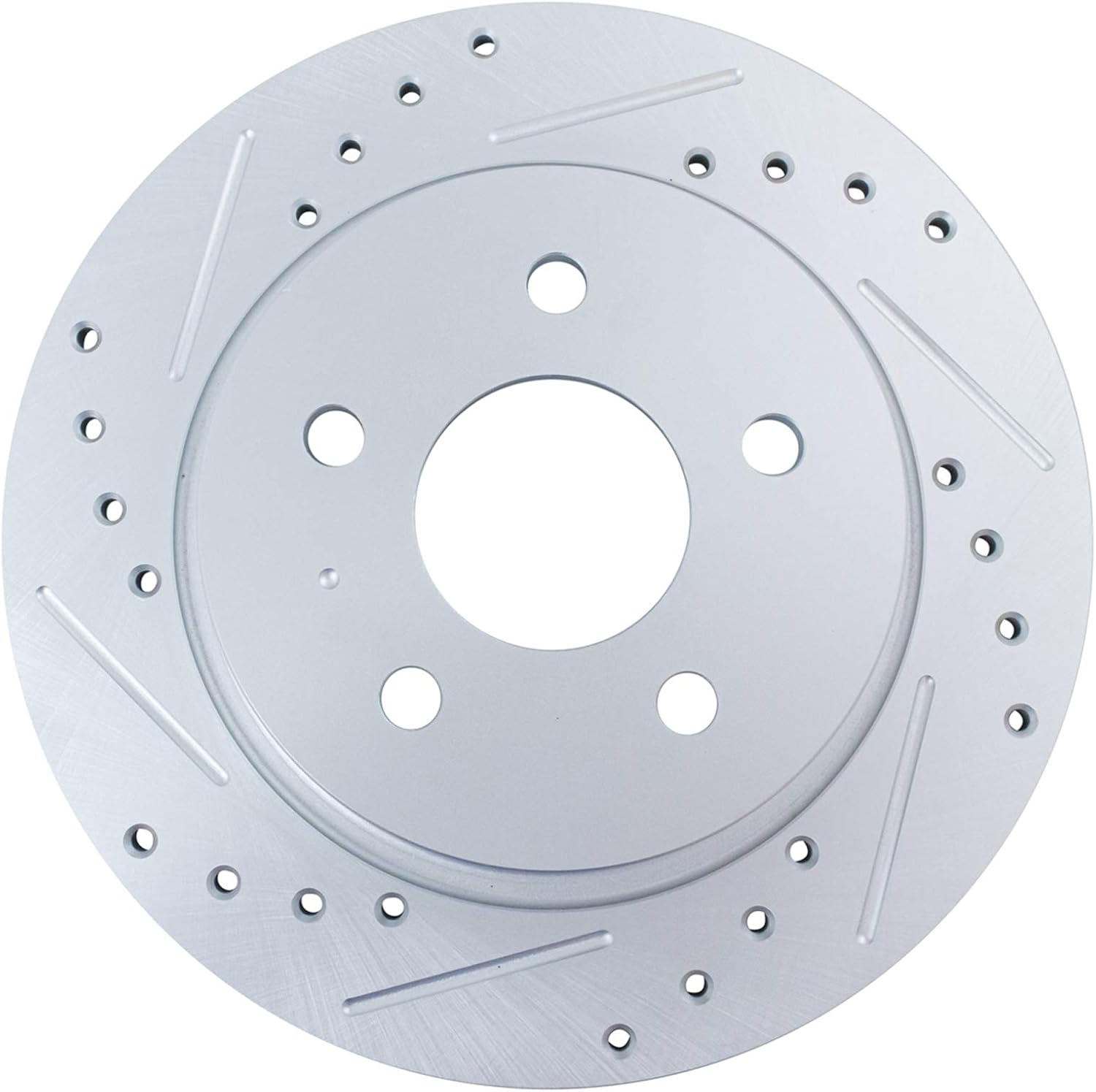 TRQ Performance Front and Rear Brake Rotor Set G Coated Drilled and Slotted Compatible with 2013-2016 Ford Escape 2014-2018 Ford Transit Connect