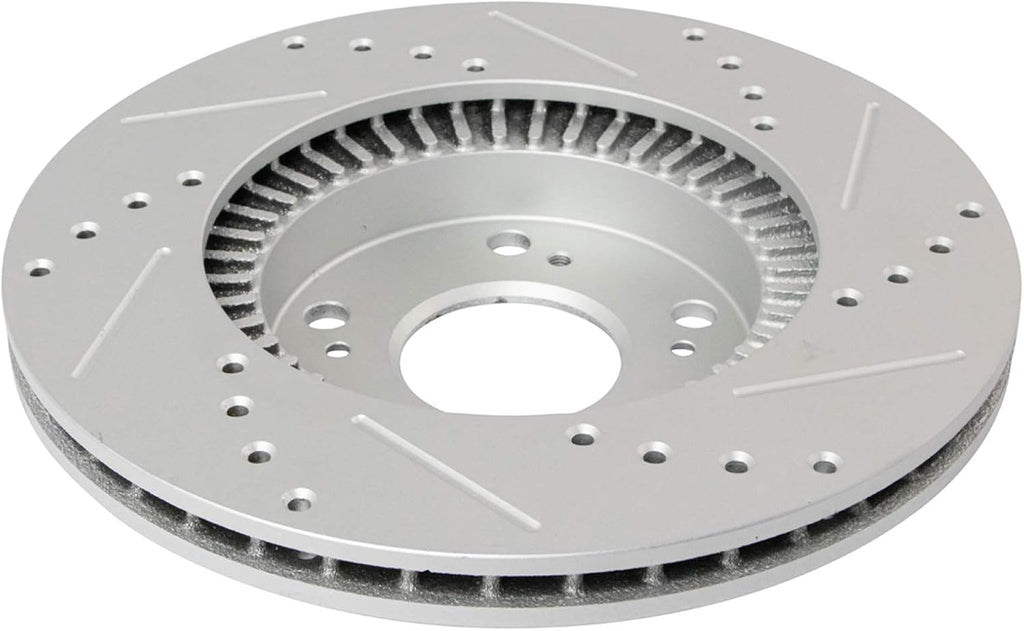 TRQ Front and Rear Performance Brake Rotors Set Premium G-Coated Cross Drilled & Slotted Compatible with 2002-2004 Honda CR-V