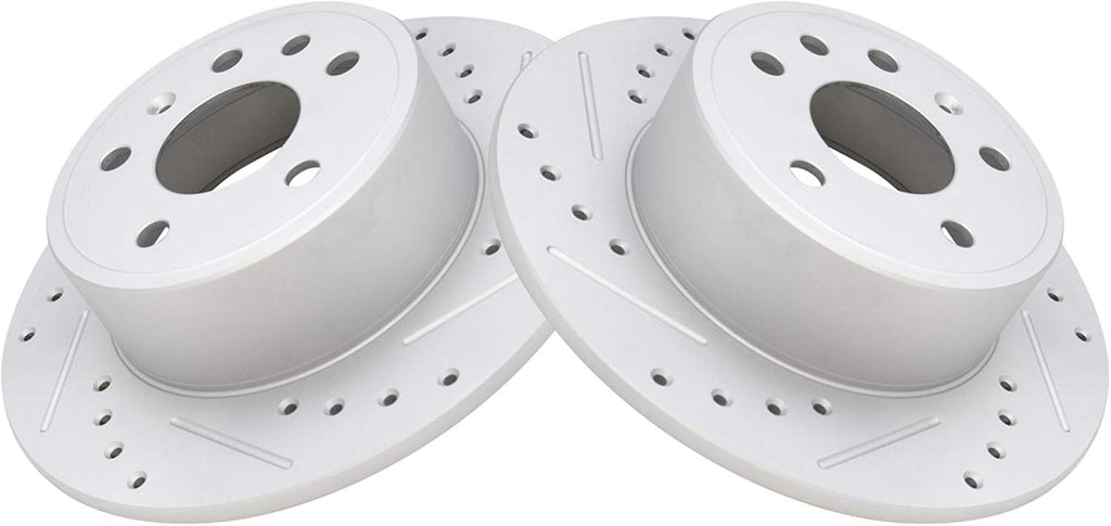 TRQ Front Rear Performance Drilled Slotted Zinc Coated Rotor Kit Compatible with Saab Saturn