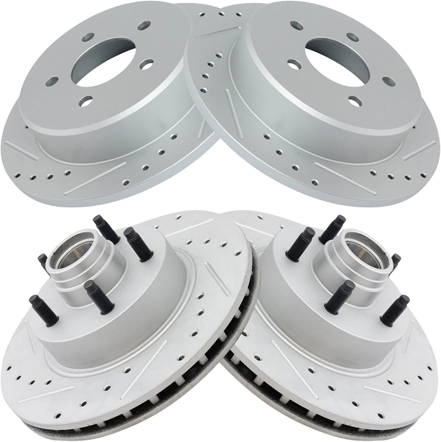 TRQ Performance Front and Rear Brake Rotor Set G Coated Drilled and Slotted Compatible with 1995-2001 Ford Explorer 1997-2001 Mercury Mountaineer 2001 Ranger