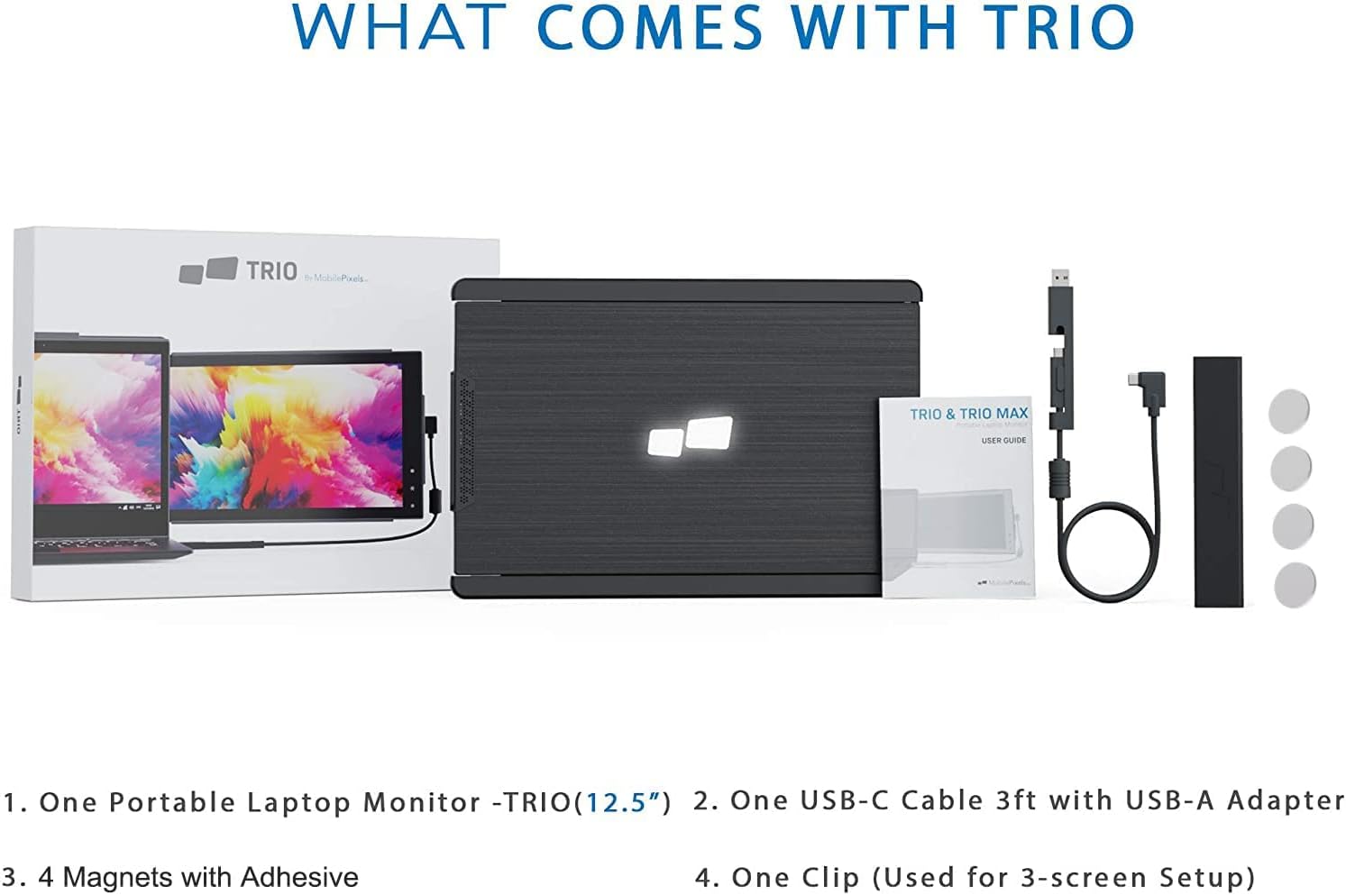 Trio Portable Monitor for Laptop, Mobile 13.3 Dual & Triple Screen 1080P IPS Display Laptop Monitor, USB A/Type-C, On-The-Go for Mac, PC,Linux, Chromebook 13-17 Laptops