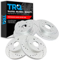 TRQ Performance Front and Rear Brake Rotor Set G Coated Drilled and Slotted Compatible with 1990-1993 Mazda Miata