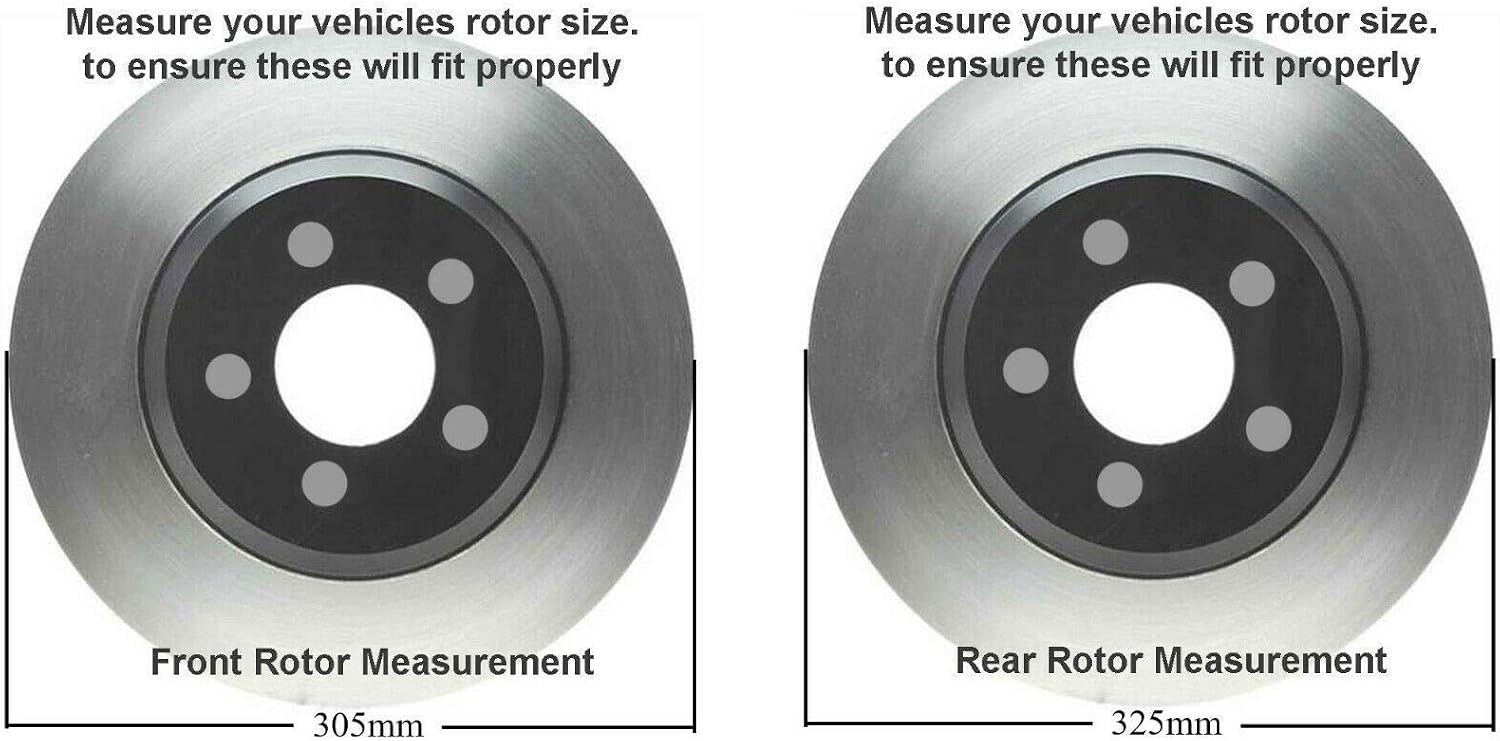 Detroit Axle - Front & Rear Disc Rotors Ceramic Brake Pads w/Hardware Replacement for Chevy Tahoe GMC Yukon XL 1500 Sierra 1500