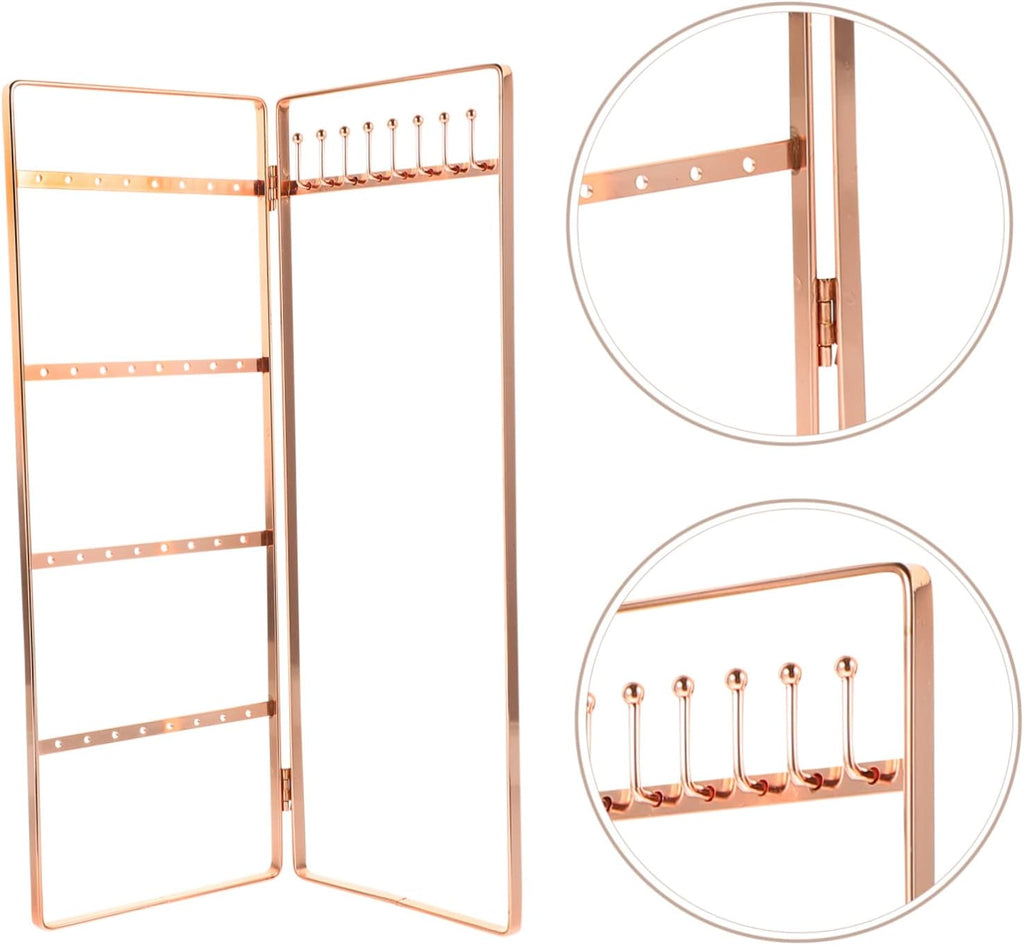4pcs Wrought Iron Jewelry Stand Delicate Jewelry Stand Ornament Display Stand Monitor Stands Necklaces Display Stand Earring Display Stand Necklace Display Rack Earrings Organizer (Rose Goldx4pcs 28