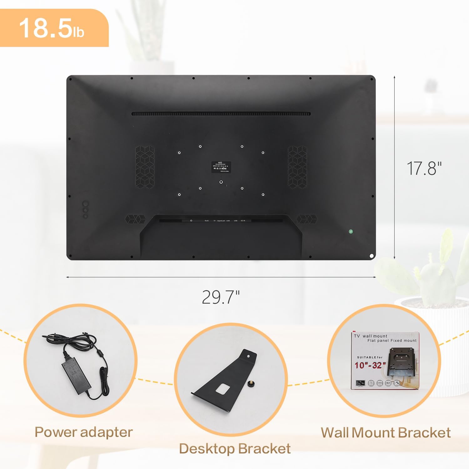 32 inch Smart Screen - Android 11 Touchscreen Monitor with Built-in Speakers, 2.0 MP Camera, 4G & 32G, HDMI Out, Digital Signage for Commercial Display, Wall-Mountable or Desktop