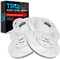 TRQ Performance Front Rear Brake Rotor Set Drilled Slotted Vented G Coated Compatible with 08-12 Infiniti EX35 2013 EX37 11-12 G25 05-08 G35 06-10 M45 06-08 Nissan 350Z 09-20 370Z