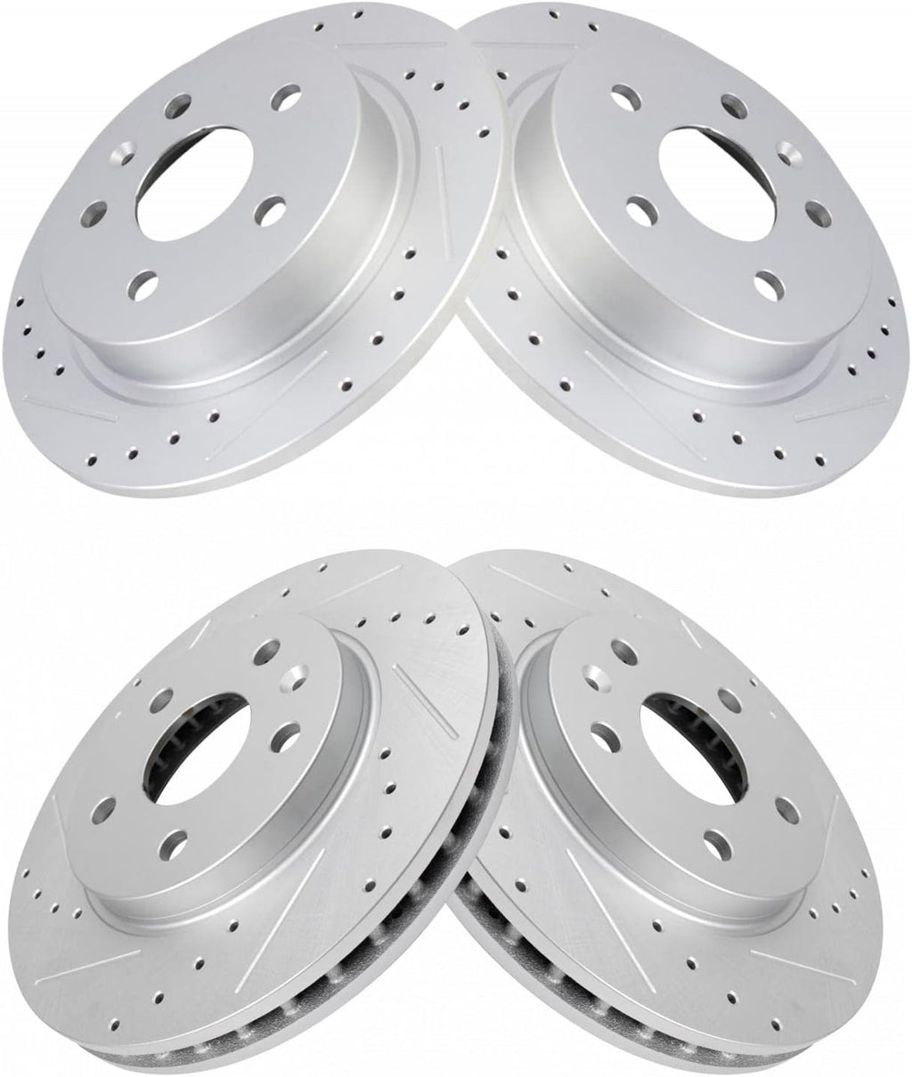 TRQ Performance Front and Rear Brake Rotor Set G Coated Drilled and Slotted Compatible with 2012-2016 Buick LaCrosse 2011-2016 Regal 2013-2015 Chevrolet Malibu 2016 Malibu Limited