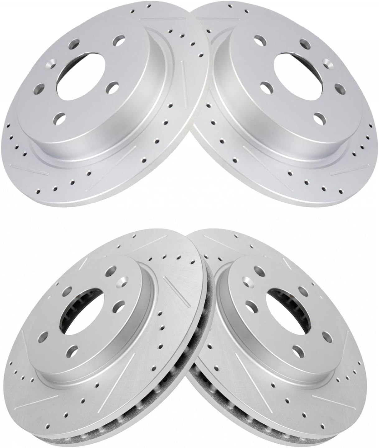 TRQ Performance Front and Rear Brake Rotor Set G Coated Drilled and Slotted Compatible with 2012-2016 Buick LaCrosse 2011-2016 Regal 2013-2015 Chevrolet Malibu 2016 Malibu Limited