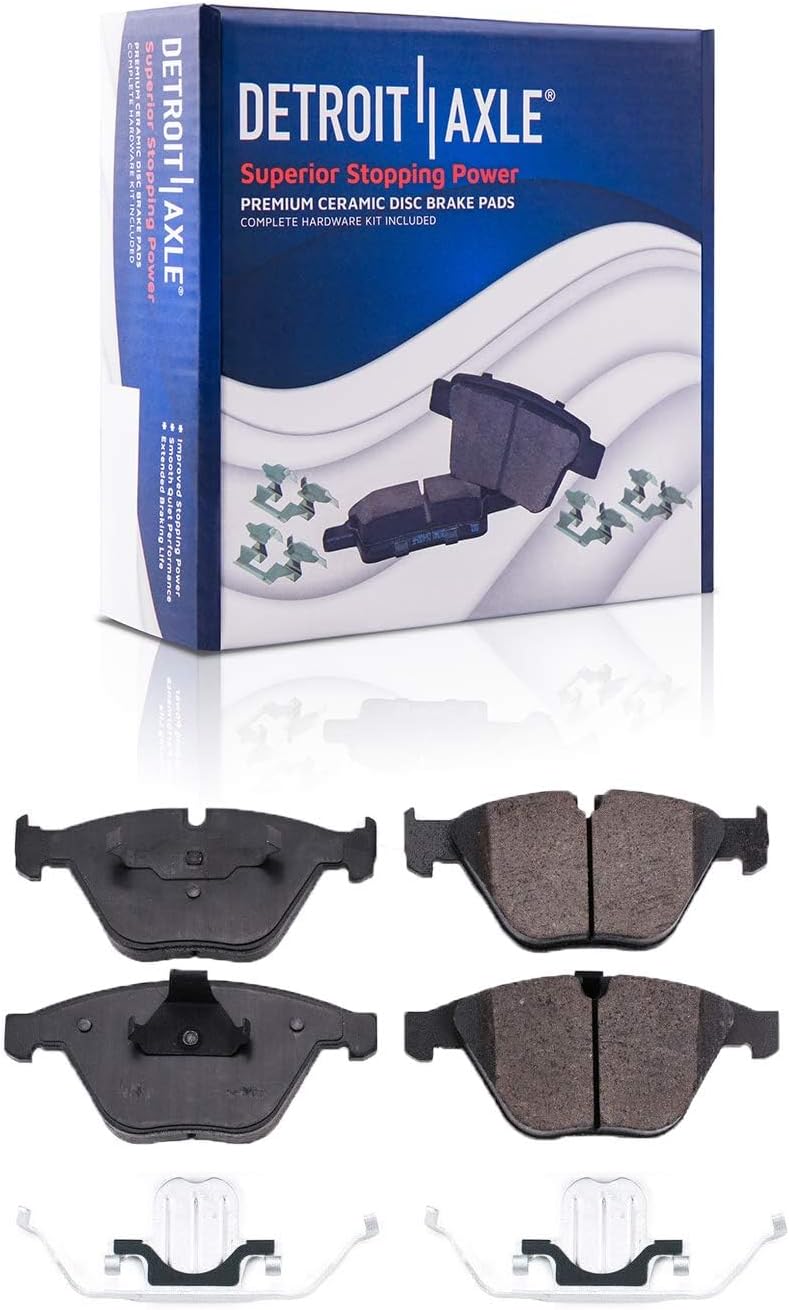 Detroit Axle - Front Disc Brake Rotors Ceramic Pads Calipers w/Bracket Replacement for BMW 323i 328i xDrive X1 328xi - 6pc Set