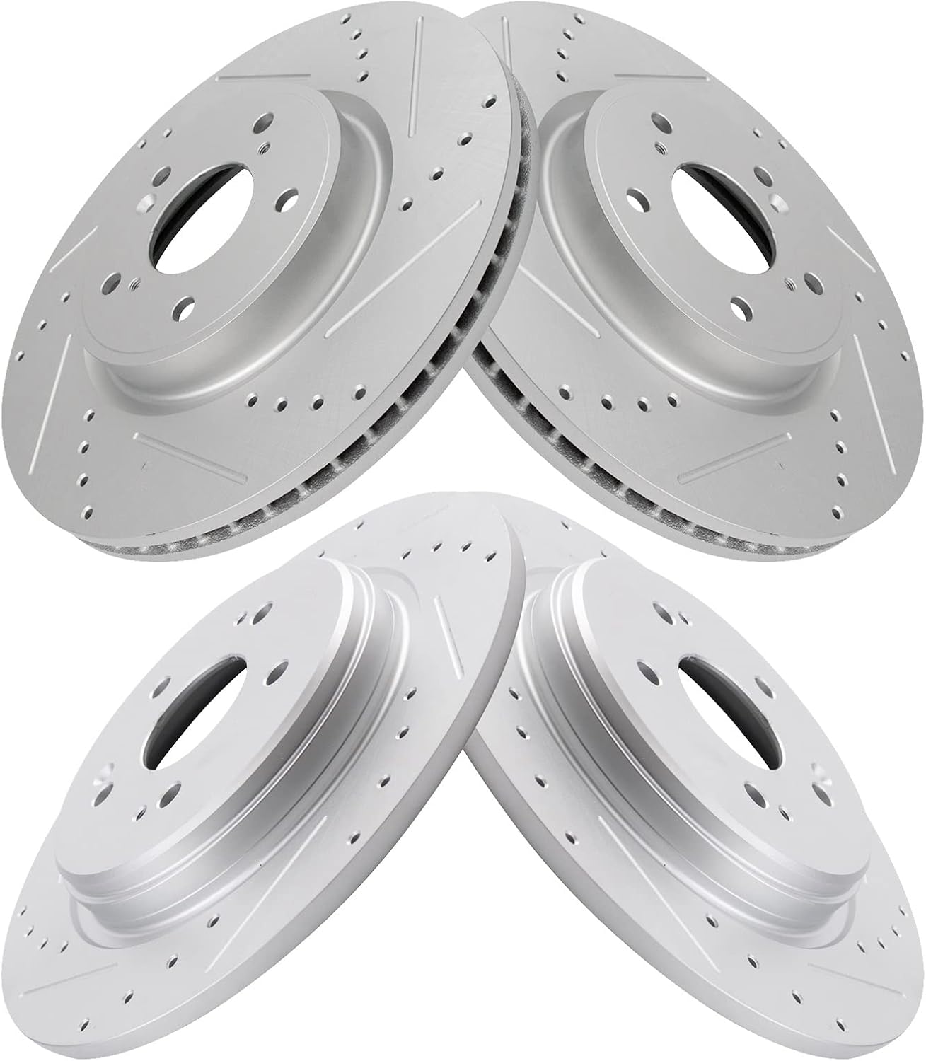 TRQ Performance Front and Rear Brake Rotor Set G Coated Drilled and Slotted Compatible with 2017-2024 Honda CR-V