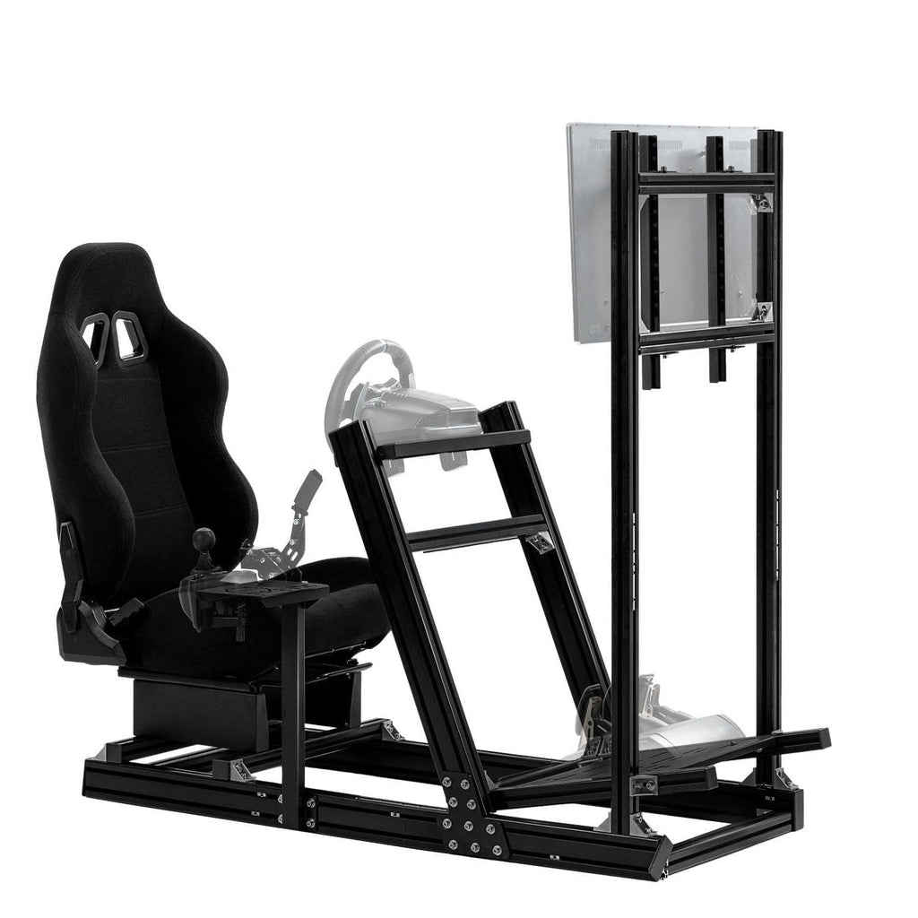 Supllueer Racing Simulator Cockpit with Monitor Stand Racing Seat Fit for Logitech GPRO G29 G920, for Thrustmaster, for Fanatec, Aluminum Steering Wheel Stand No TV Steering Wheel Pedal Shifter