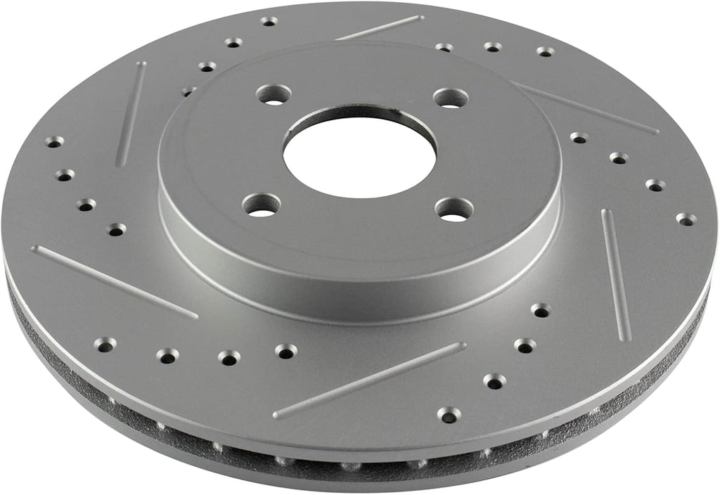 TRQ Performance Front and Rear Brake Rotor Set G Coated Drilled and Slotted Compatible with 2002-2004 Ford Focus