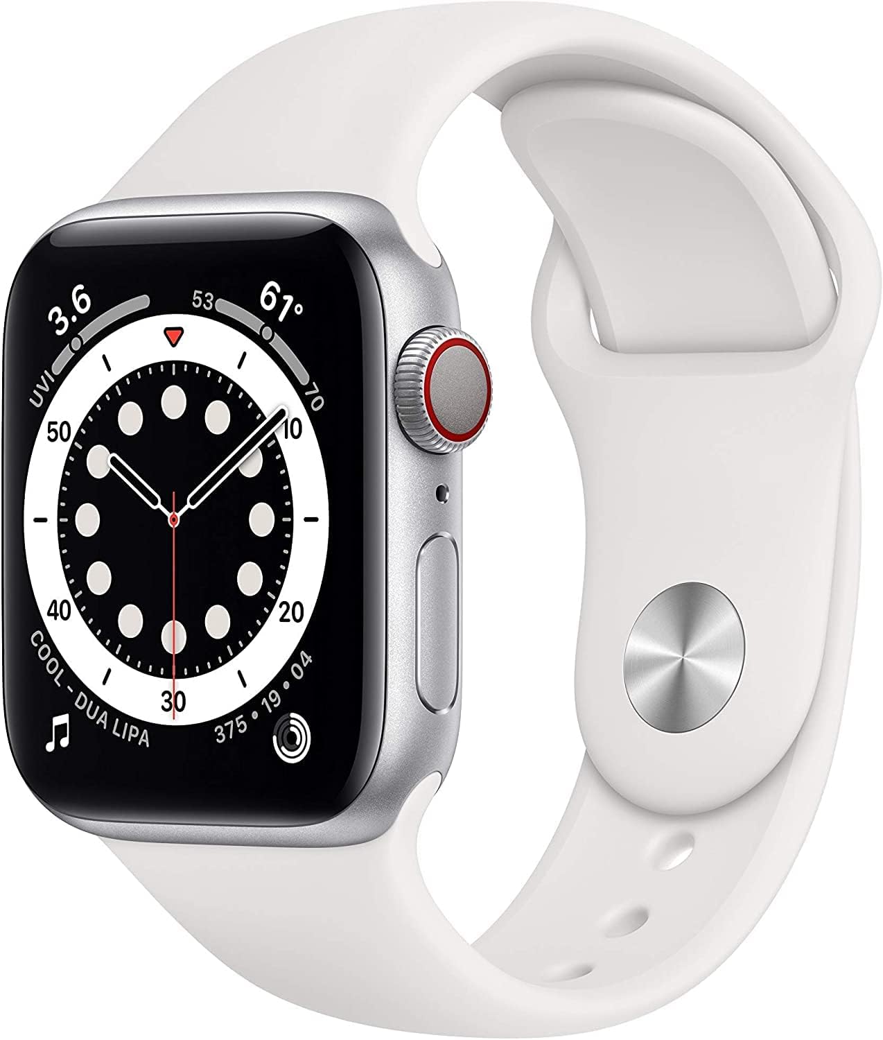 Apple Watch Series 6 (GPS + Cellular, 40mm) - Silver Aluminum Case with White Sport Band (Renewed Premium)