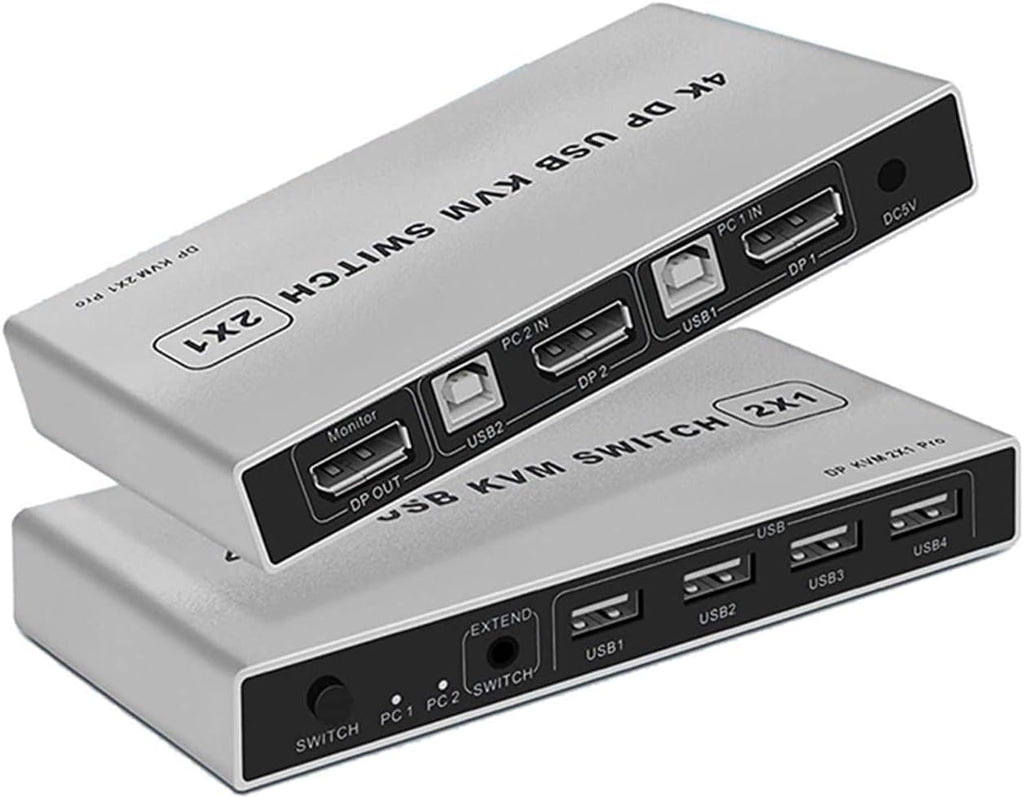 Dual-Port 2 Port Displayport KVM Switch 8K@60Hz USB DP Switch KVM DP Switcher USB KVM 4K@144hz Support Mouse&Keyboad Share(8K 60Hz,USB Power Cable)