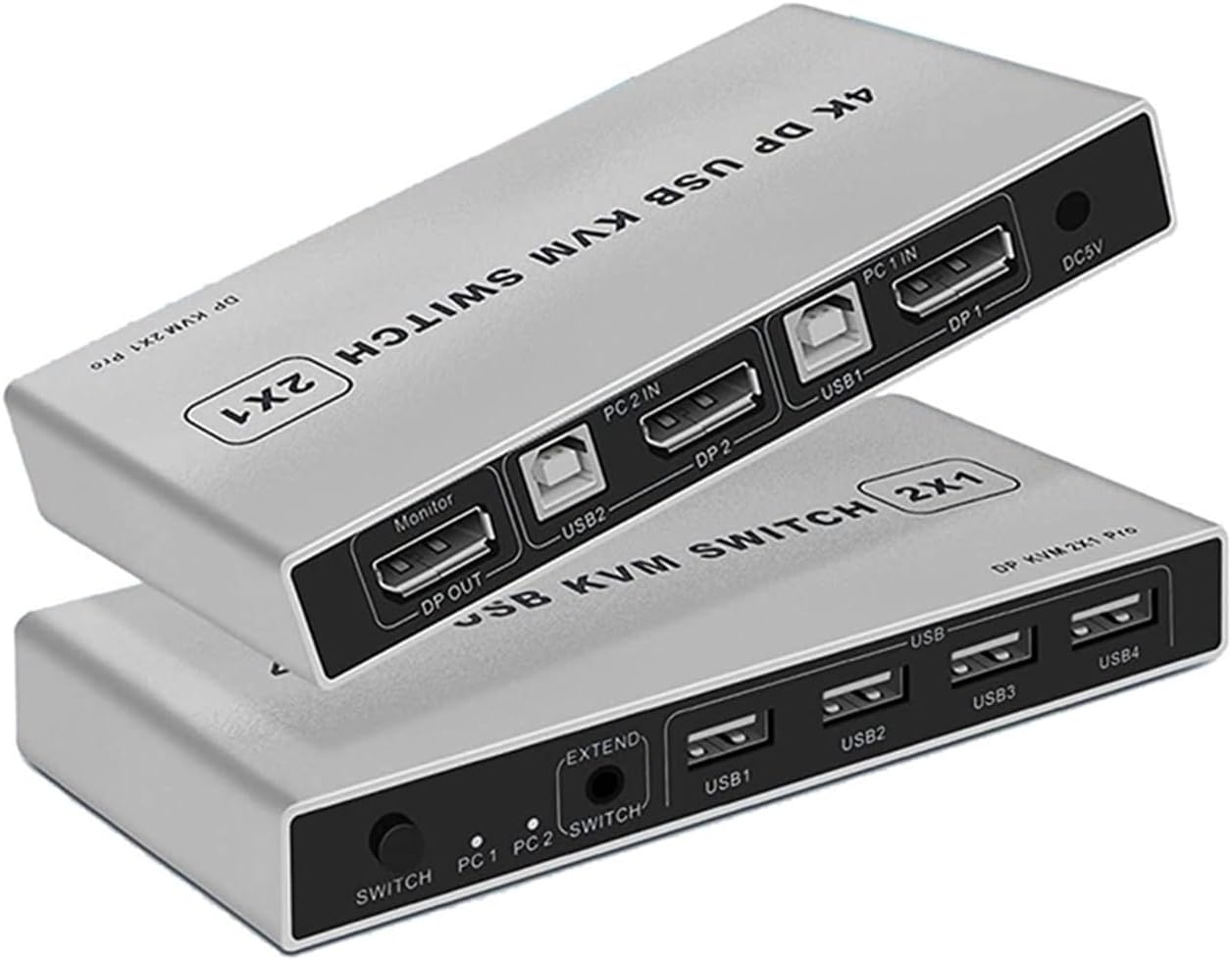 Dual-Port 2 Port Displayport KVM Switch 8K@60Hz USB DP Switch KVM DP Switcher USB KVM 4K@144hz Support Mouse&Keyboad Share(8K 60Hz,USB Power Cable)