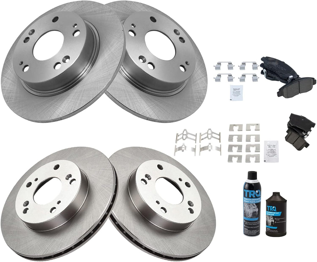 TRQ Front and Rear Brake Pad & Rotor Kit, with Chemical Kit Ceramic Compatible with 2006-2011 Honda Civic