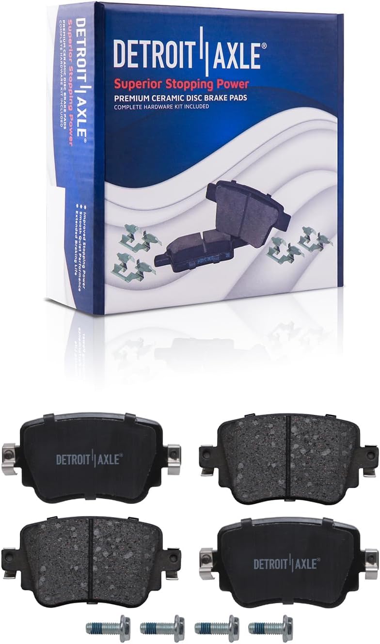 Detroit Axle - 312mm Front and 272mm Rear Disc Brake Rotors Ceramic Pads + Brake Cleaner Fluid Compatible for VW Volkswagen 2015-2018 GTI, 2021-2022 Passat, 2017-2019 Golf Alltrack