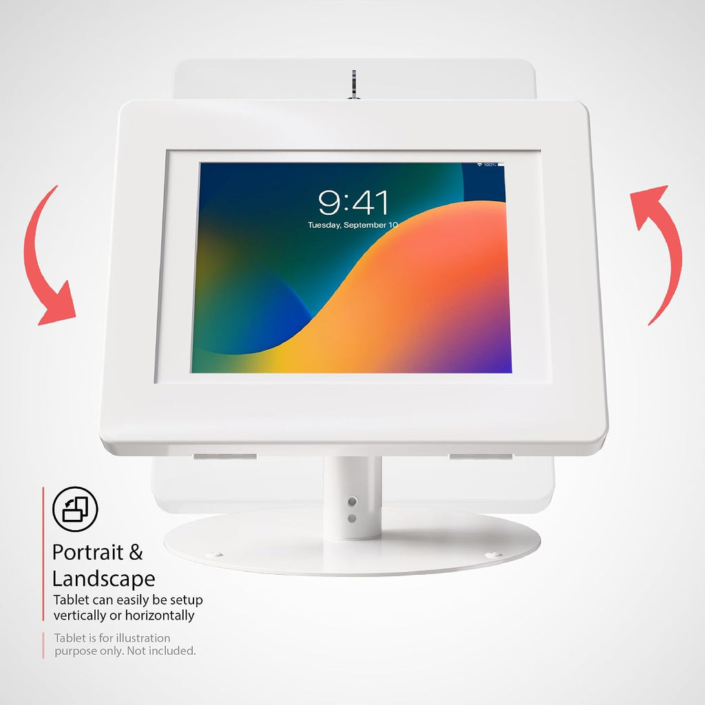 Premium iPad Retail POS Stand – CTA Upscale Tablet Kiosk Stand with 360 Degree Rotation & Locking for Retail, Restaurants & More – for Surface Pro 3-8th Gen, iPad Pro 12.9' & More – White (PAD-HSKSWL)