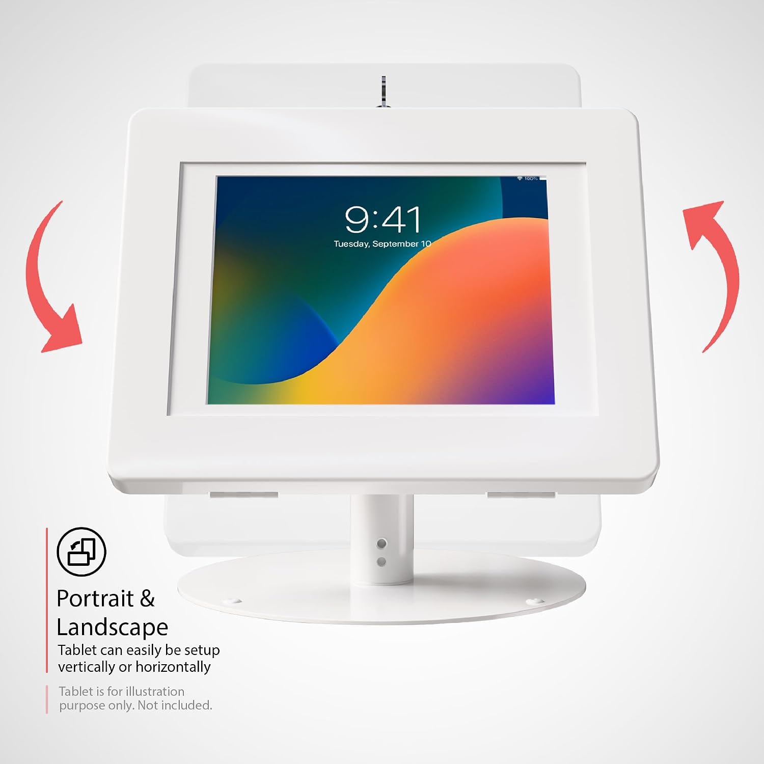 Premium iPad Retail POS Stand – CTA Upscale Tablet Kiosk Stand with 360 Degree Rotation & Locking for Retail, Restaurants & More – for Surface Pro 3-8th Gen, iPad Pro 12.9' & More – White (PAD-HSKSWL)