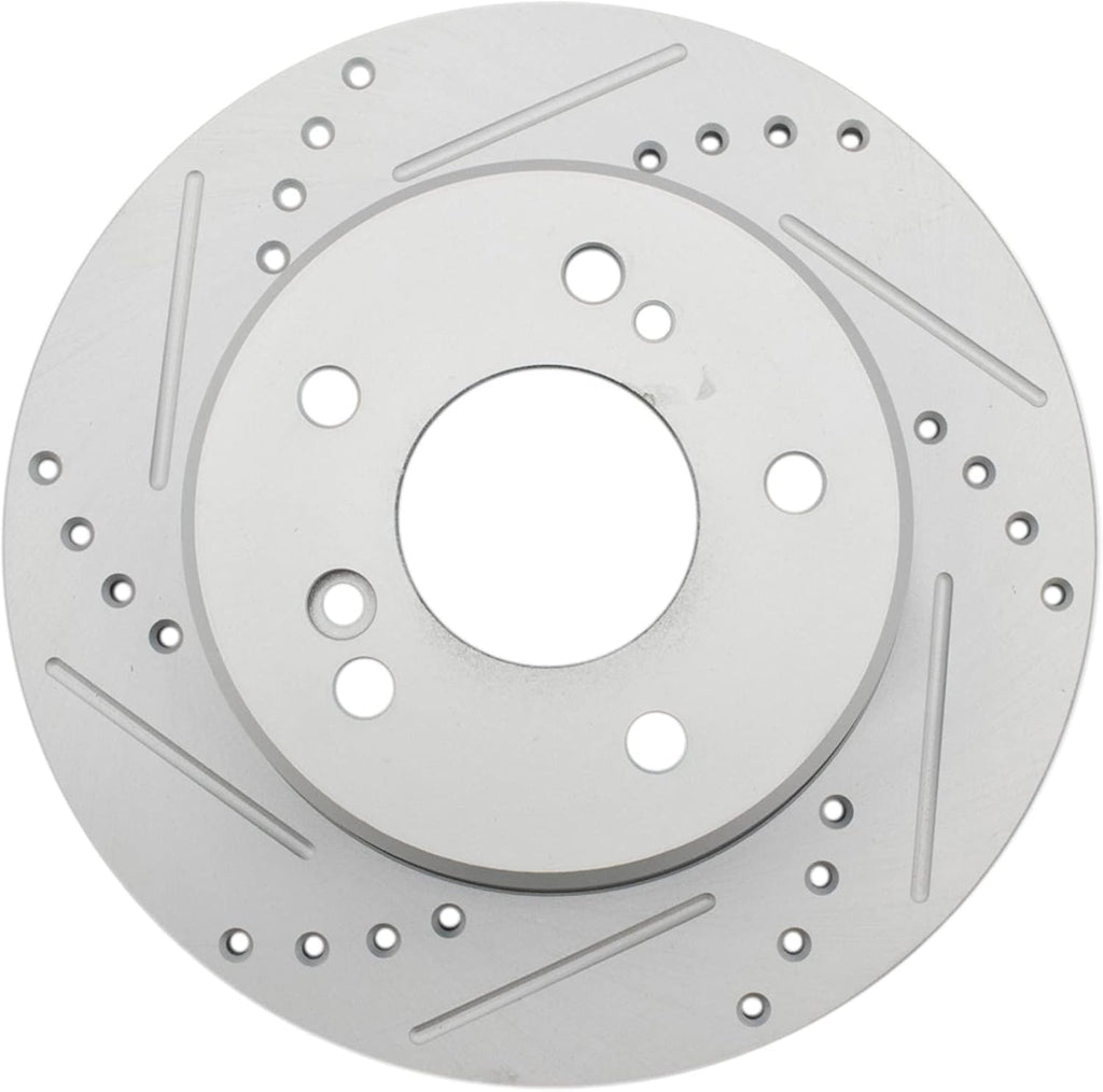 TRQ Performance Front and Rear Brake Rotor Set G Coated Drilled Slotted Compatible with 1996-2000 Mercedes-Benz C280 1996-1997 E300 1998-2004 SLK230 1999-2007 C230 2001-2005 C240