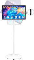 Anweller 24' Portable TV Tablet, Touchscreen Portable Monitor with Stand on Wheels, 24-inch Wireless Touch Screen Smart Mobile Movable Rolling TV, 8000mAh Battery Operated, 8GB RAM + 128GB ROM
