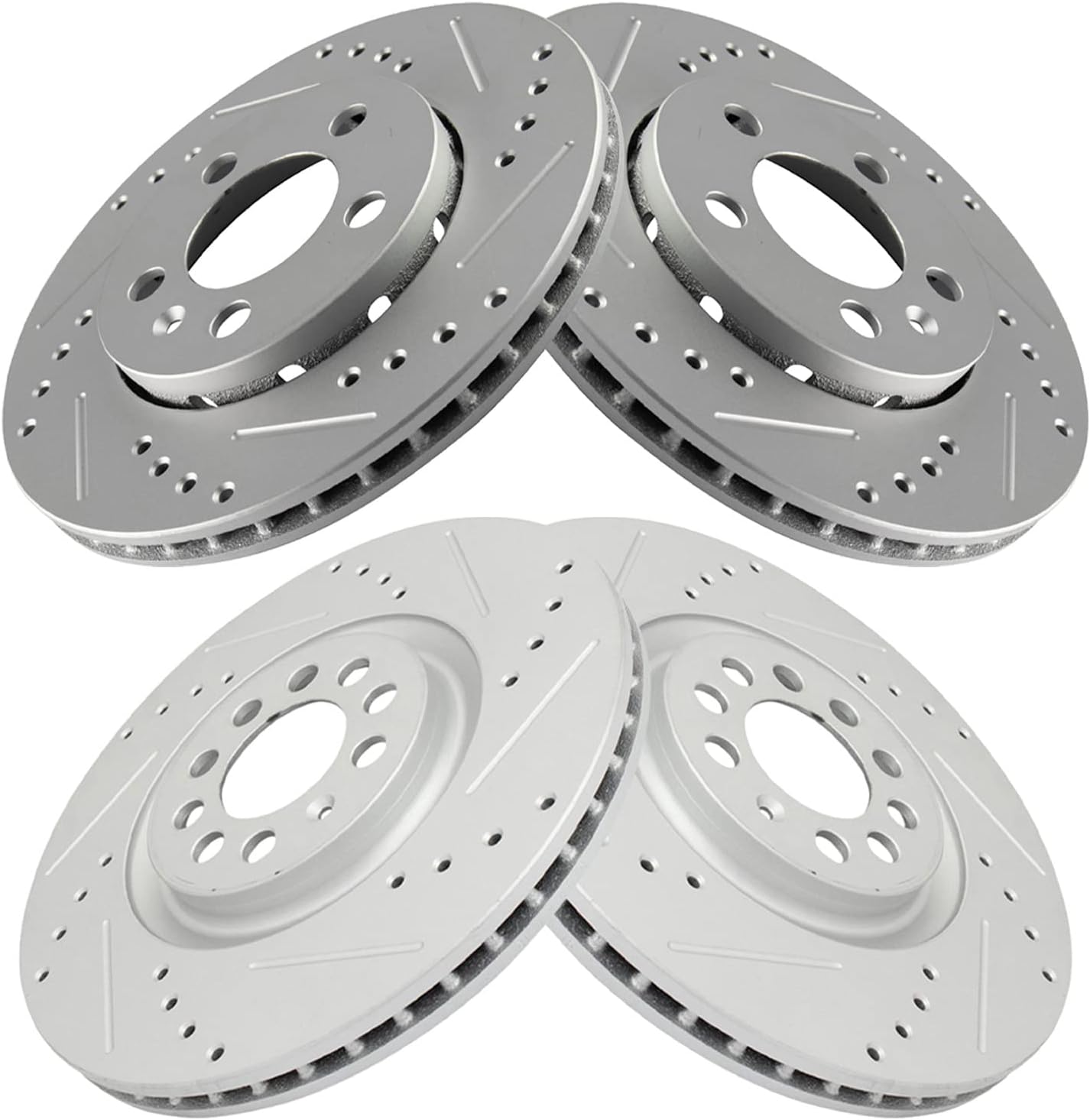 TRQ Performance Front Rear Brake Rotor Set Drilled Slotted G Coated Compatible with 2000-2006 Audi TT Quattro 2003 Volkswagen Golf 2004 Volkswagen Jetta