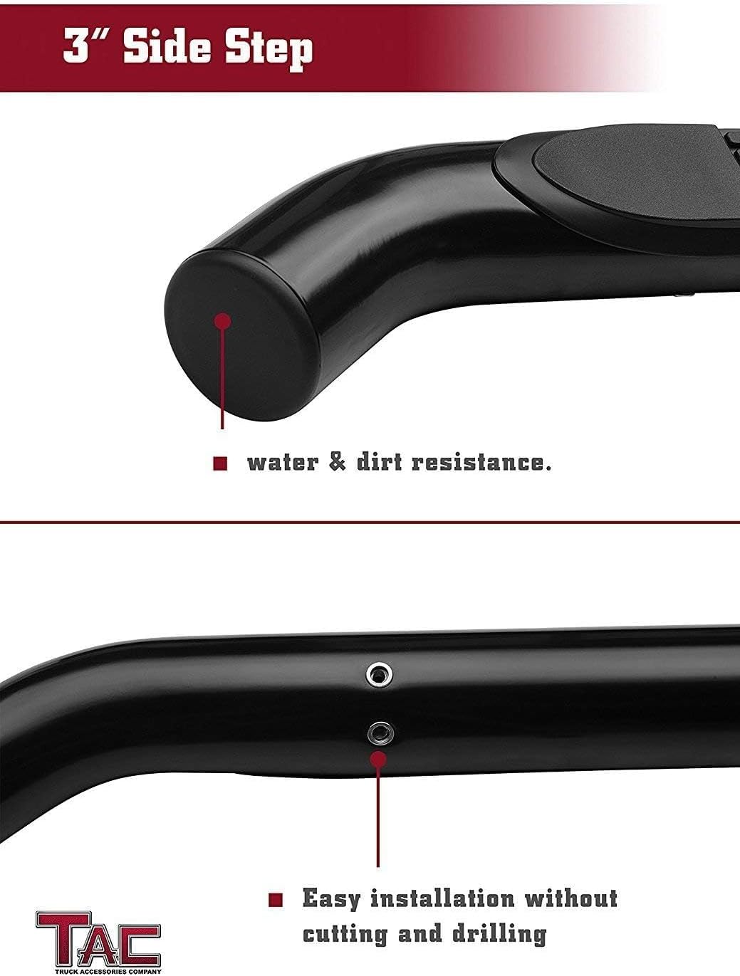 TAC Side Steps Compatible with 2011-2026 Dodge Durango 3 inches Black Side Bars Nerf Bars Step Rails Running Boards Off Road Automotive Exterior Accessories (2 Pieces Running Boards)