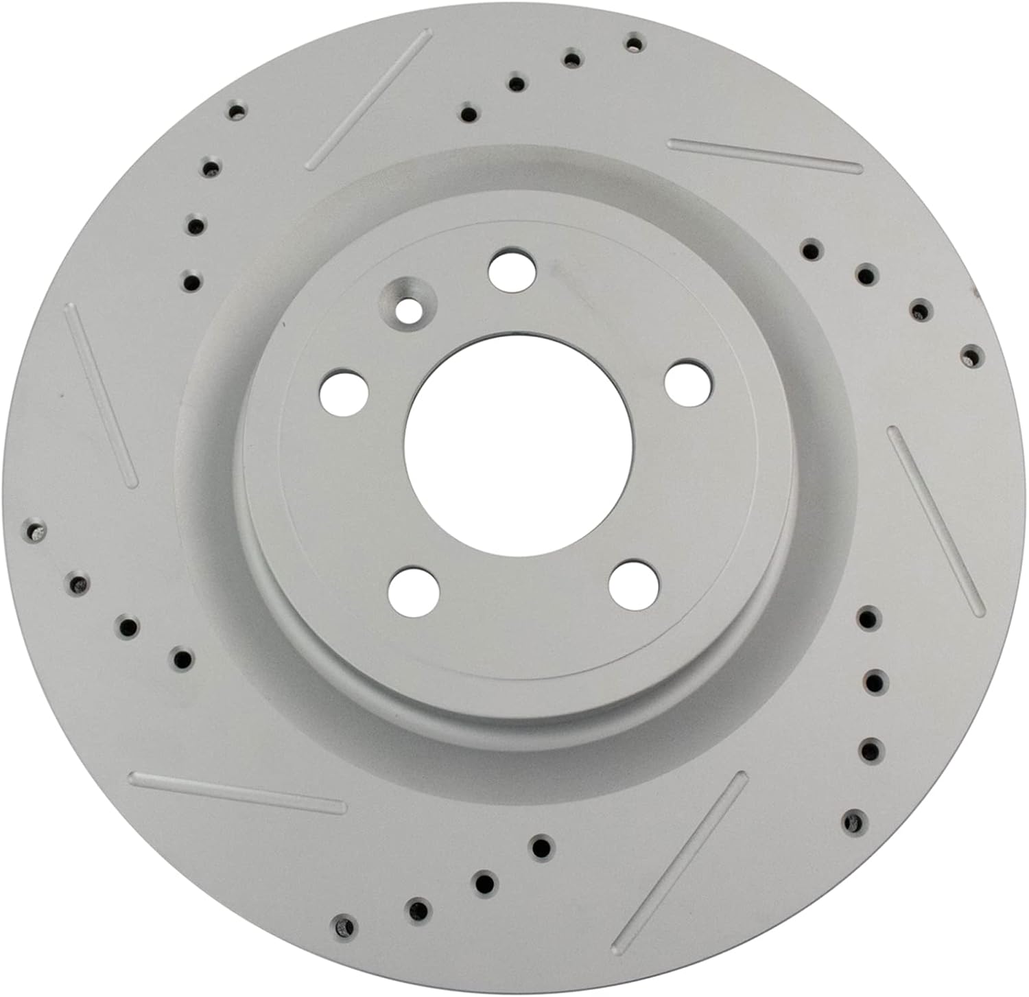 TRQ Front and Rear Brake Rotor Set G Coated Drilled and Slotted Compatible with 2011-2014 Ford Mustang
