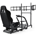 Dardoo Racing Simulator Cockpit with Triple Monitor Stand and Black Seat Compatible with Logitech G29 G920 G923, fit for Thrustmaster T300RS, fit for Fanatec CSL-DD, No Steering Wheel,Pedal,Handbrake