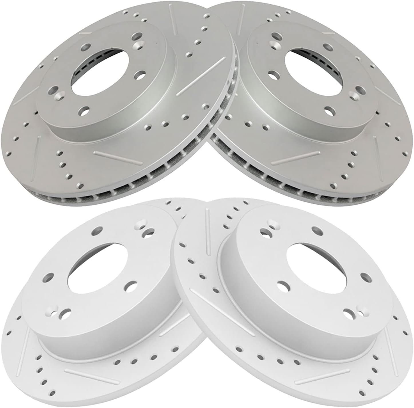 TRQ Performance Front and Rear Brake Rotor Set G Coated Drilled and Slotted Compatible with 1997-2001 Honda Prelude