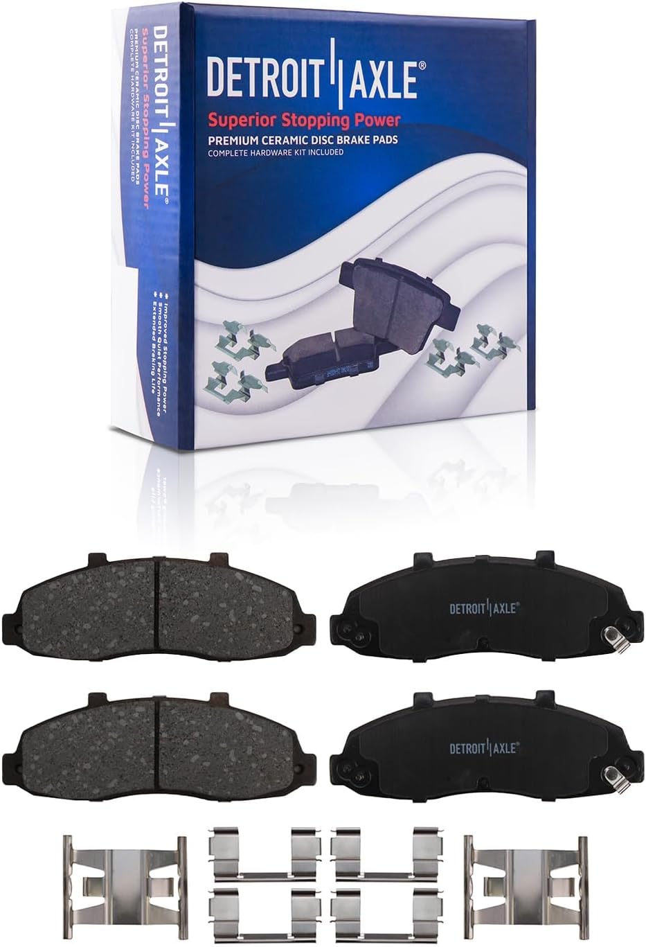Detroit Axle - 4WD Front Brake Kit for 2000-2003 Ford F-150 Disc Brake Rotors Ceramic Brakes Pads Wheel Bearing Hubs Assembly 2001 2002 Replacement