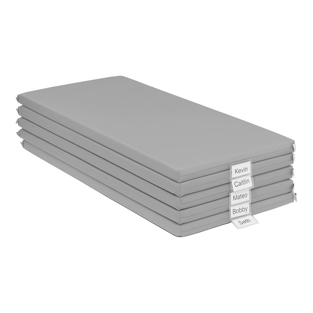ECR4Kids SoftZone Rainbow Rest Time Mat with Name Tag, Sleeping Pad, Grey, 5-Piece