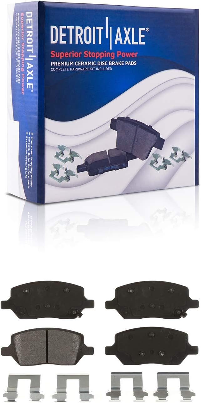 Detroit Axle - Rear Brake Calipers w/Bracket Ceramic Brake Pads Kit Replacement for 2005-2009 Uplander Terraza Montana Relay - 6pc Set