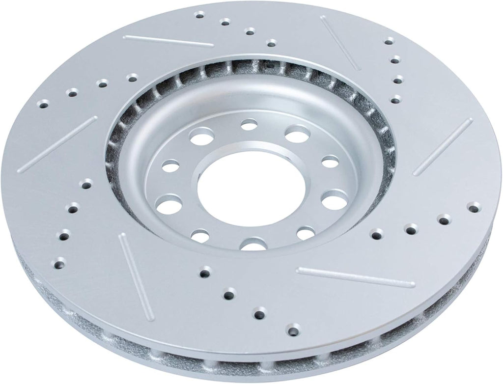 TRQ Performance Front and Rear Brake Rotor Set G Coated Drilled and Slotted Compatible with 2016-2023 Fiat 500X 2017-2022 Jeep Compass 2015-2023 Renegade