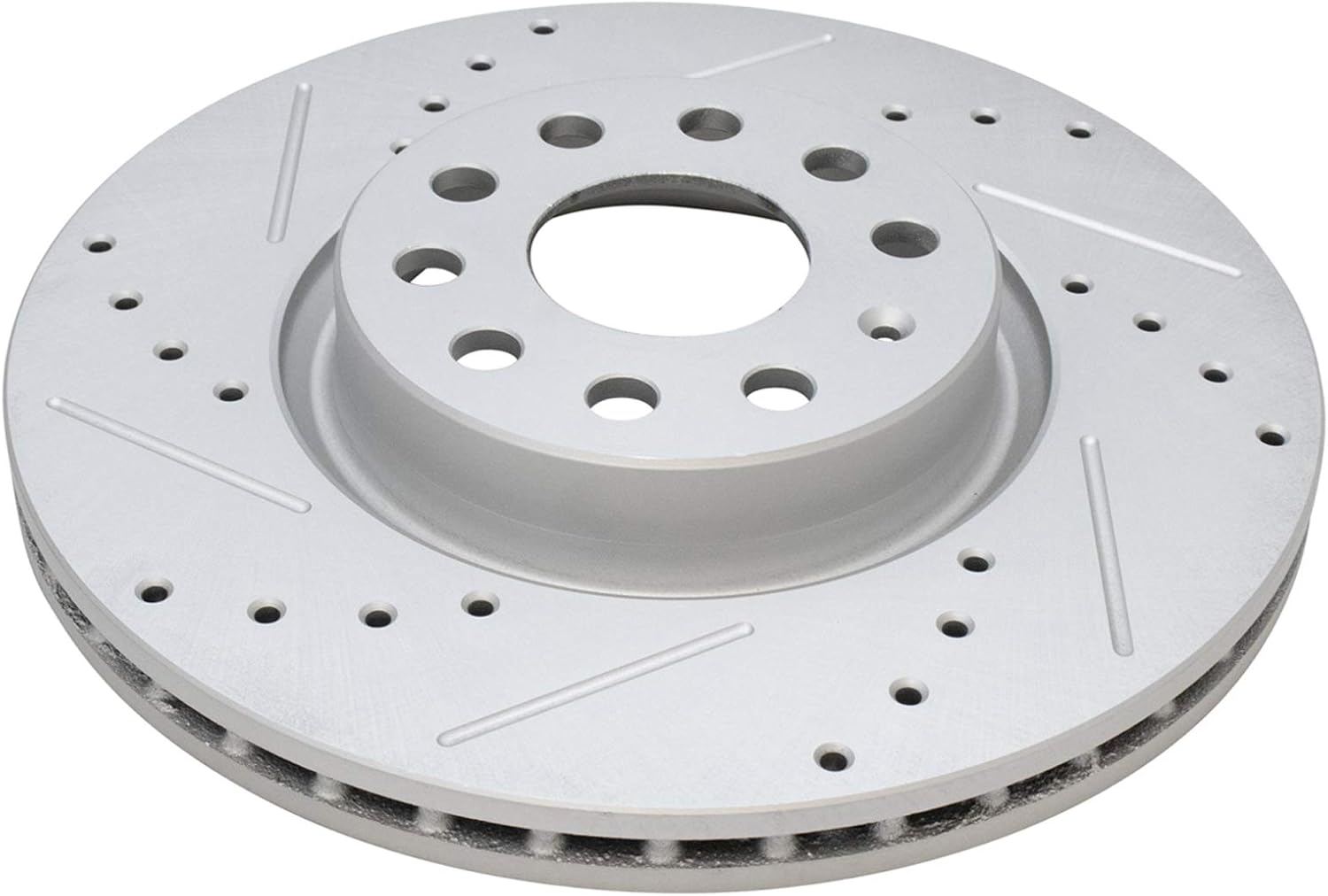 TRQ Front & Rear Brake Rotors Set Performance Premium G-Coated Slotted X Drilled Compatible with 09-20 Audi 09-21 Volkswagen