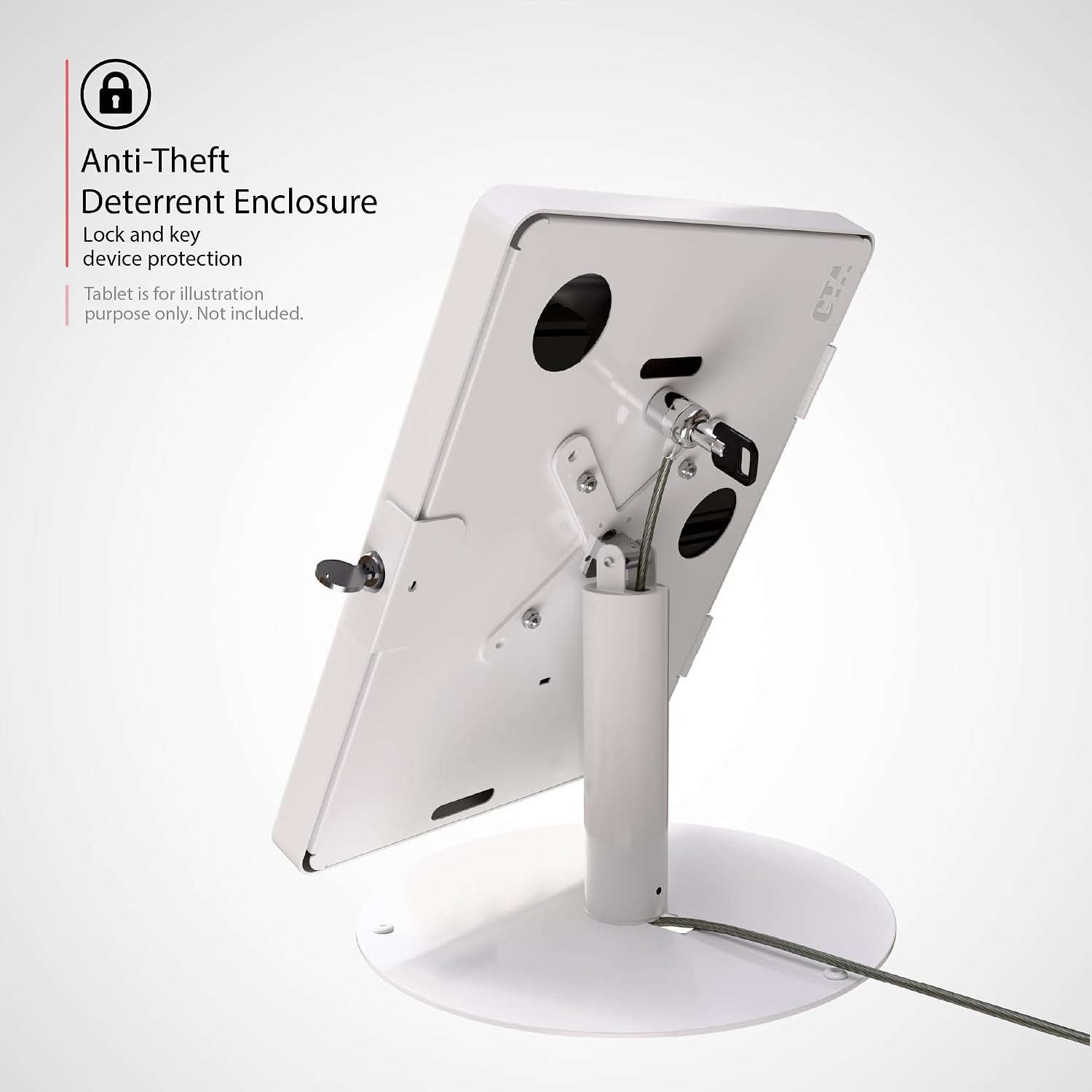 Premium iPad Retail POS Stand – CTA Upscale Tablet Kiosk Stand with 360 Degree Rotation & Locking for Retail, Restaurants & More – for Surface Pro 3-8th Gen, iPad Pro 12.9' & More – White (PAD-HSKSWL)