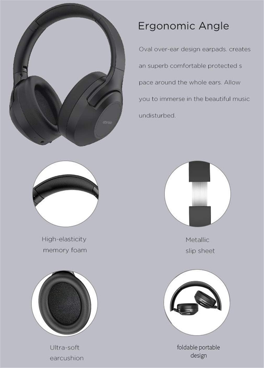 Wireless Bluetooth Headphones Stereo Foldable Headphones, Hi-Res Certified Sound, Game Type,Subwoofer,Long Standby for PC/Cell Phones/TV